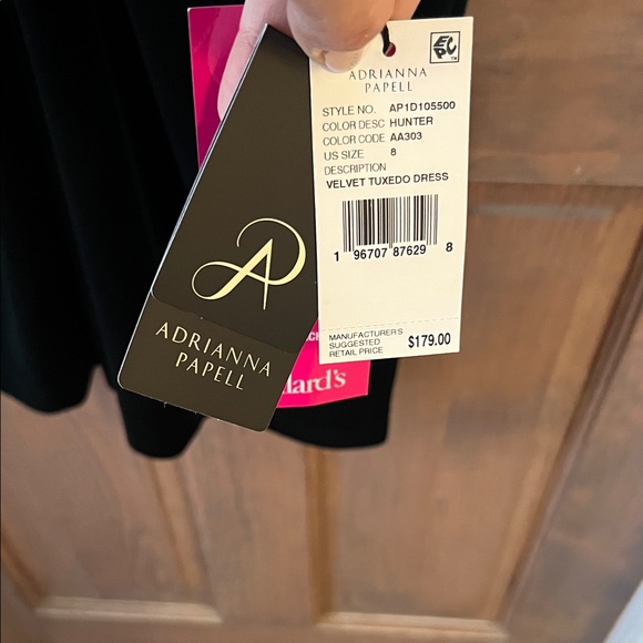 Adrianna Papell Dark Green Velvet Long Sleeve Dress - Picture 2 of 11